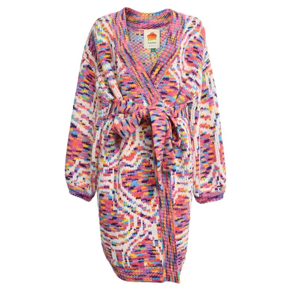 Farm Rio Longline Cardigan in Multicolor Acrylic